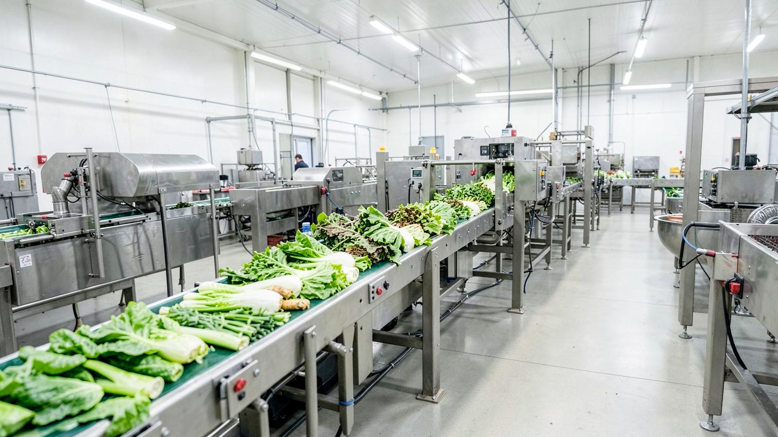 Grading line sorting fresh vegetables