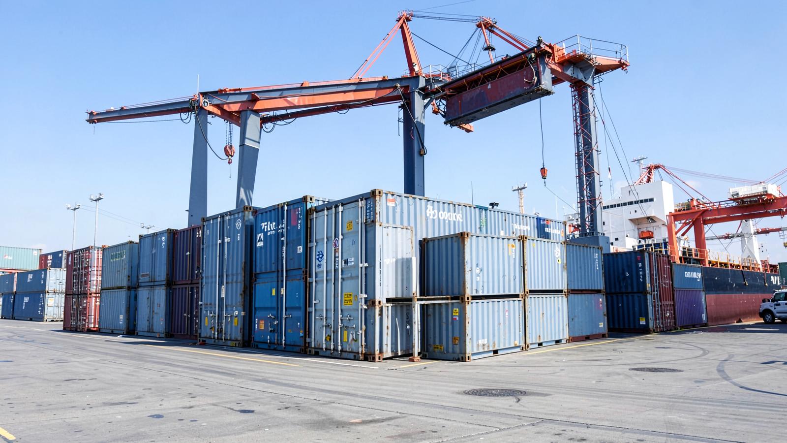 Refrigerated containers at a port terminal